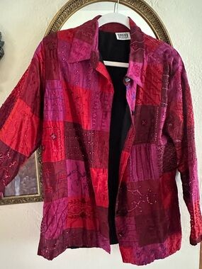 Chico's whimsical Patchwork Beaded Embroidered Jacket